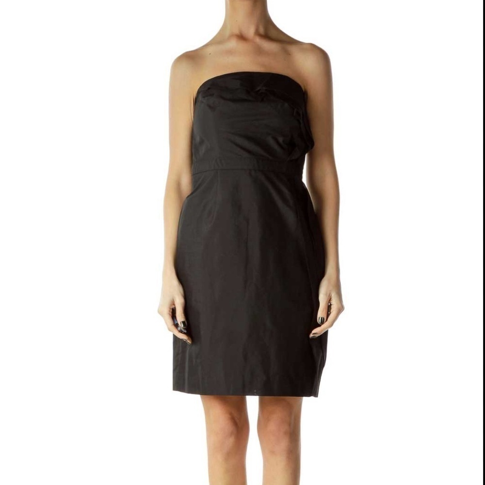 Target Women’s Strapless Mini Dress Size 8 Black Cotton Fitted Cocktail Party - Picture 3 of 17
